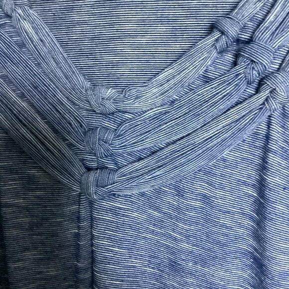 Max Studio Shift Dress Sleeveless Braided Neck Sz Medium Blue White Comfortable - Picture 4 of 9